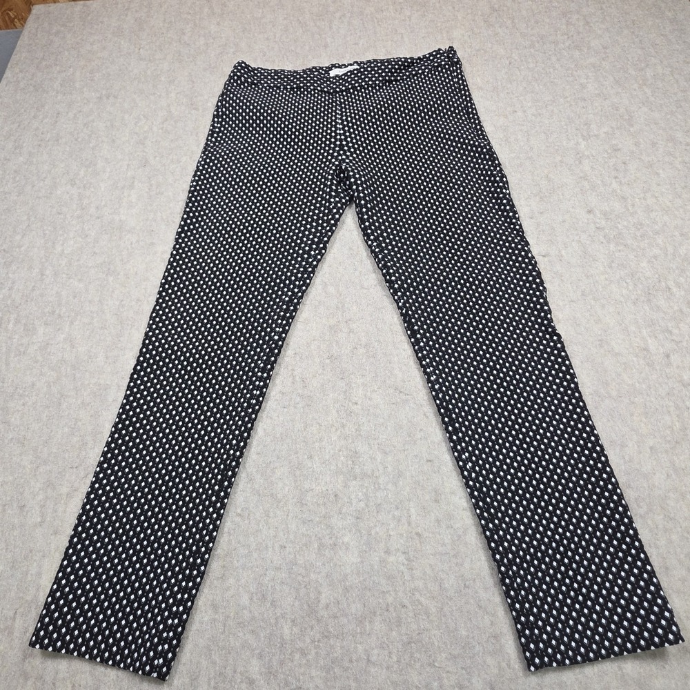 41 Hawthorn Womens Side‎ Zip Slim Ankle Pants Black White Diamond Print Size 8